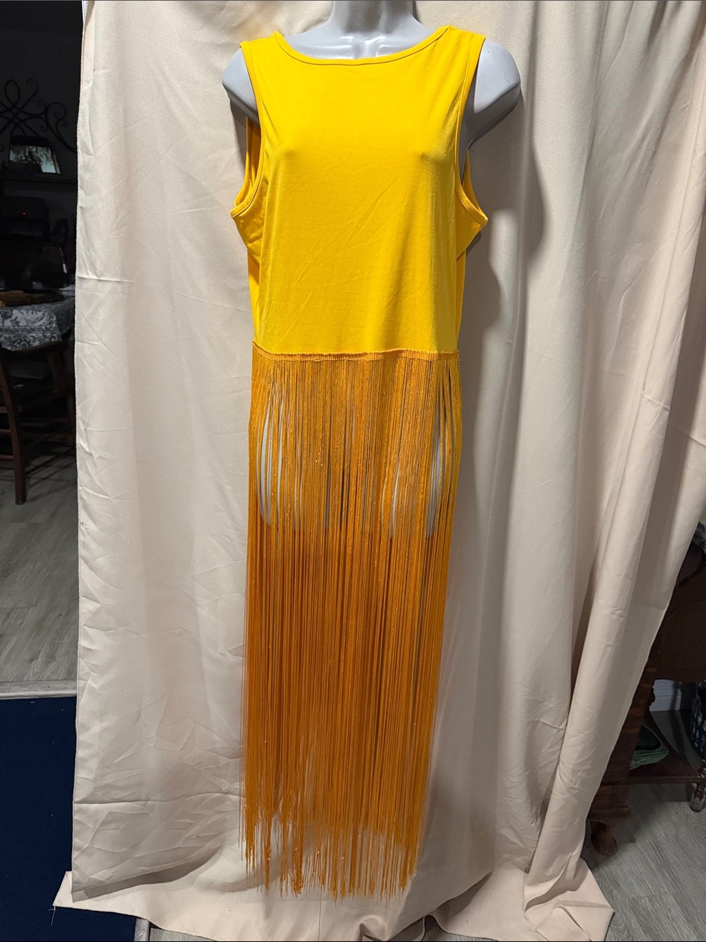 Yellow Fringe Sleeveless Top